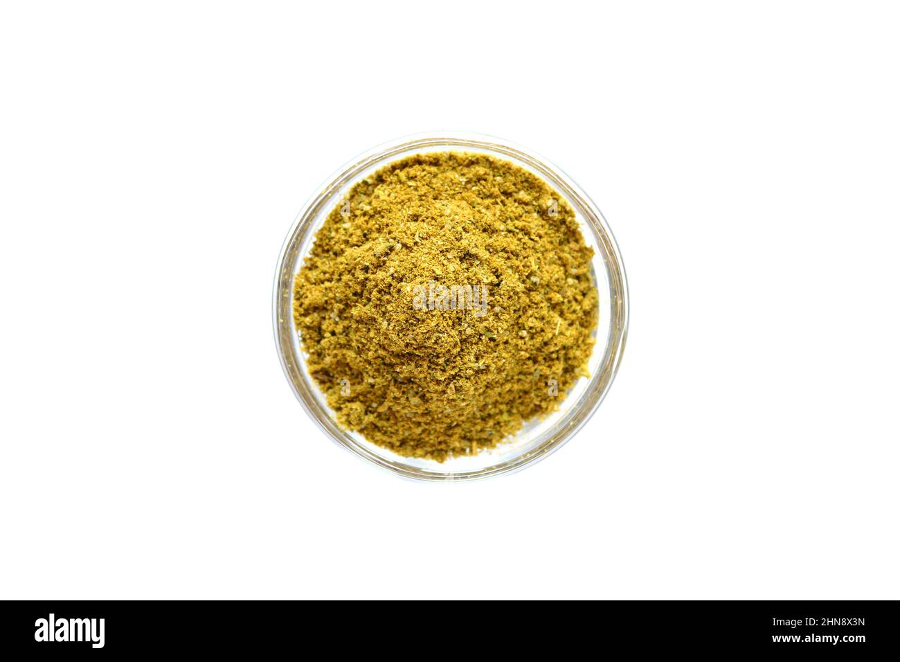 Series, spices on a white background, isolate, in different angles. Red, orange, bright suneli hops. Top view close-up. Stock Photo