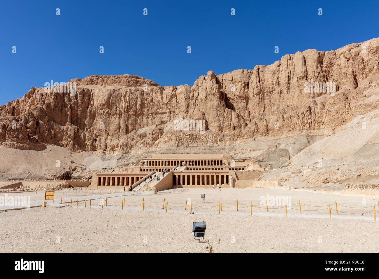 Mysterious Hatshepsut Temple on the blue sky background. Stock Photo