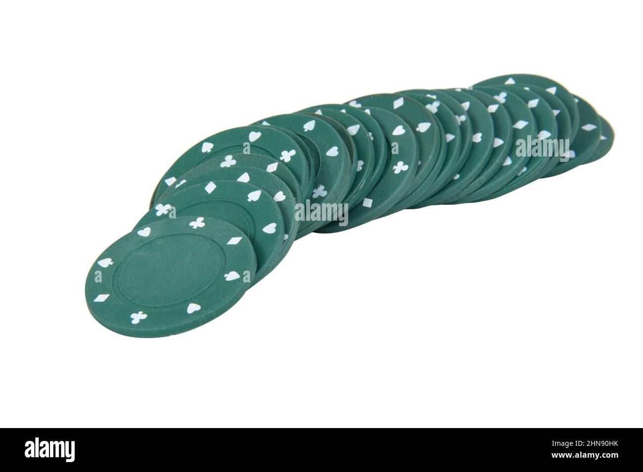 Green poker chips isolated on the white background Stock Photo Alamy