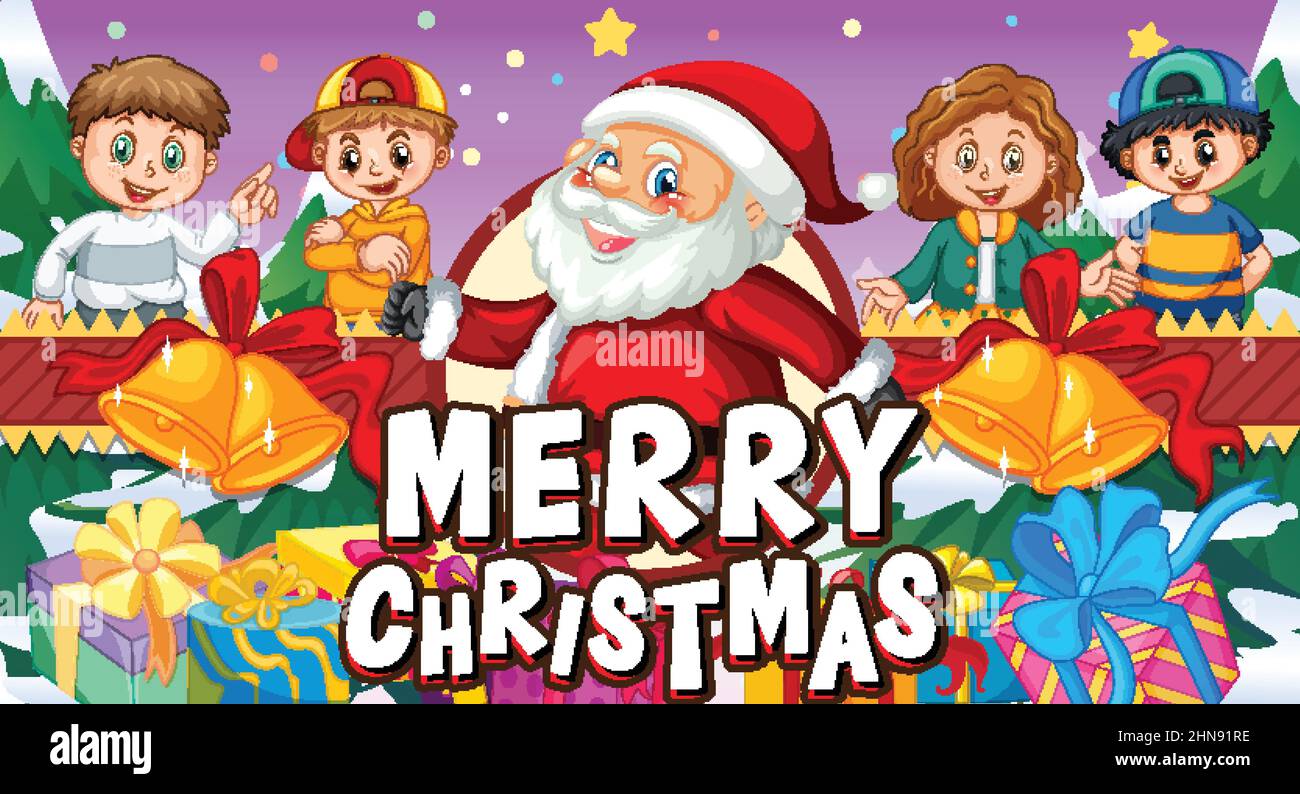 Merry Christmas banner design with Santa Claus cartoon character ...