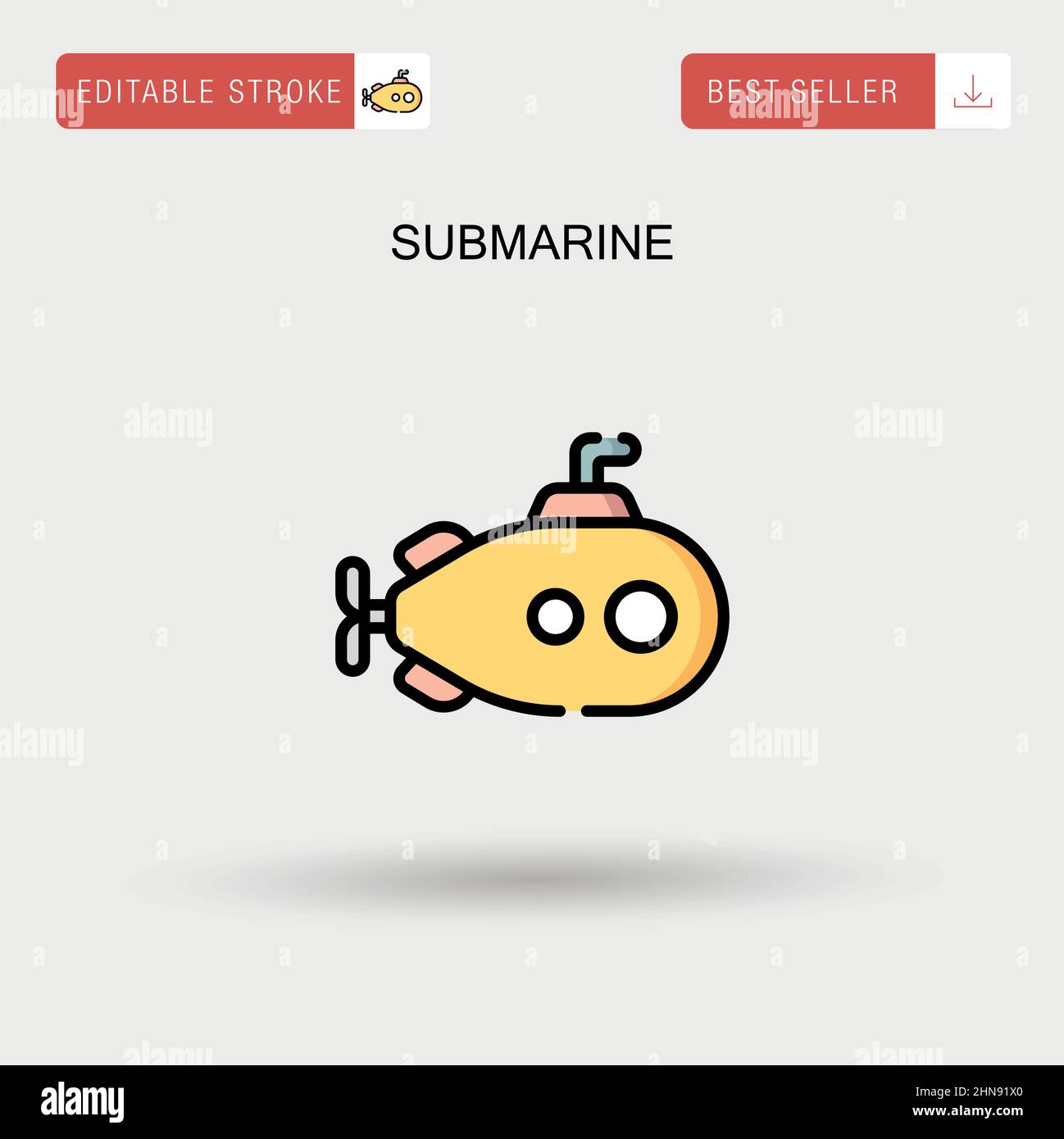 Submarine Simple vector icon. Stock Vector