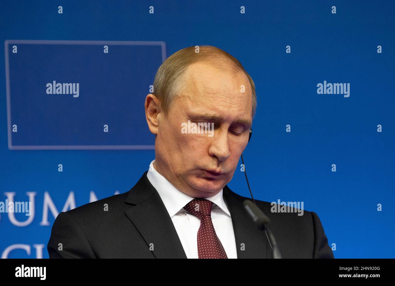 Russian President Vladimir Putin speaks Stock Photo