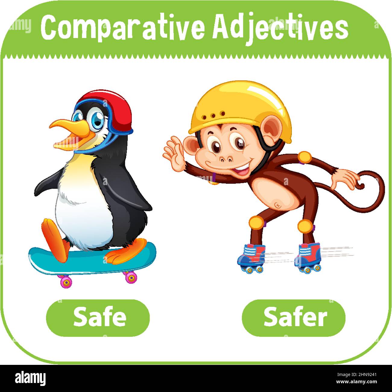 Comparative Adjectives for word safe illustration Stock Vector Image