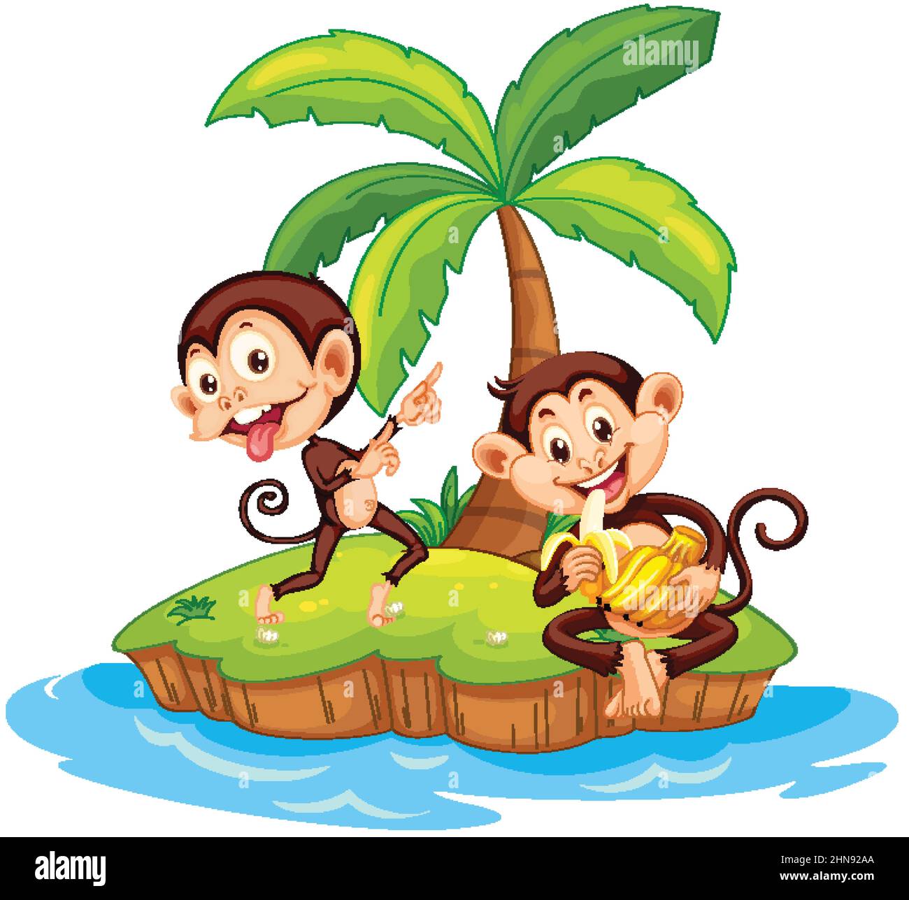 Cartoon monkeys on isolated island illustration Stock Vector Image & Art -  Alamy