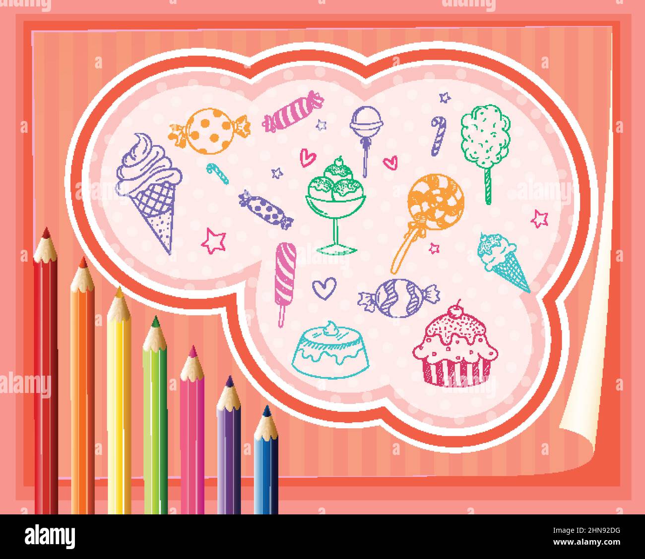 Hand drawn doodle icons with colour pencils illustration Stock Vector ...