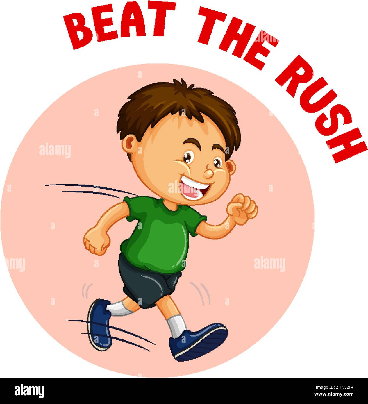 English idiom with picture description for beat the rush illustration