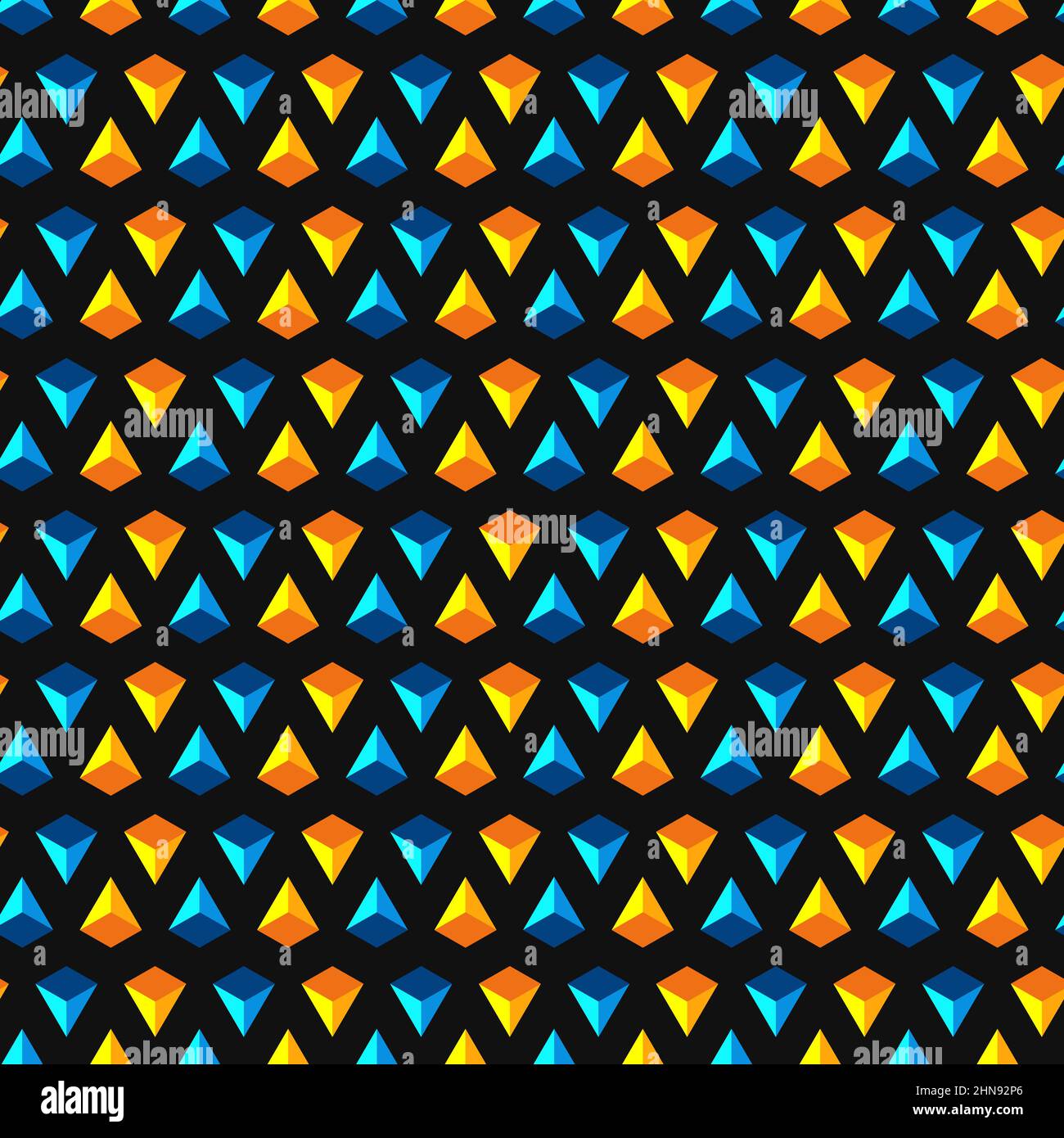 Seamless abstract pattern with triangles and pyramids. Vector colored background. Stock Vector
