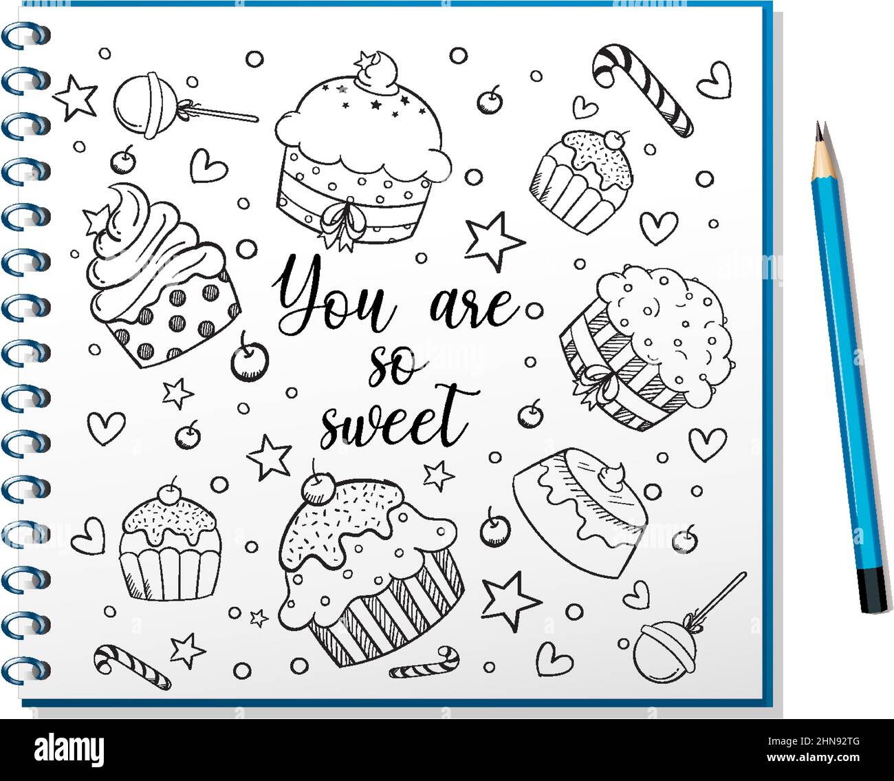 Hand drawn doodle icons on notebook illustration Stock Vector Image ...