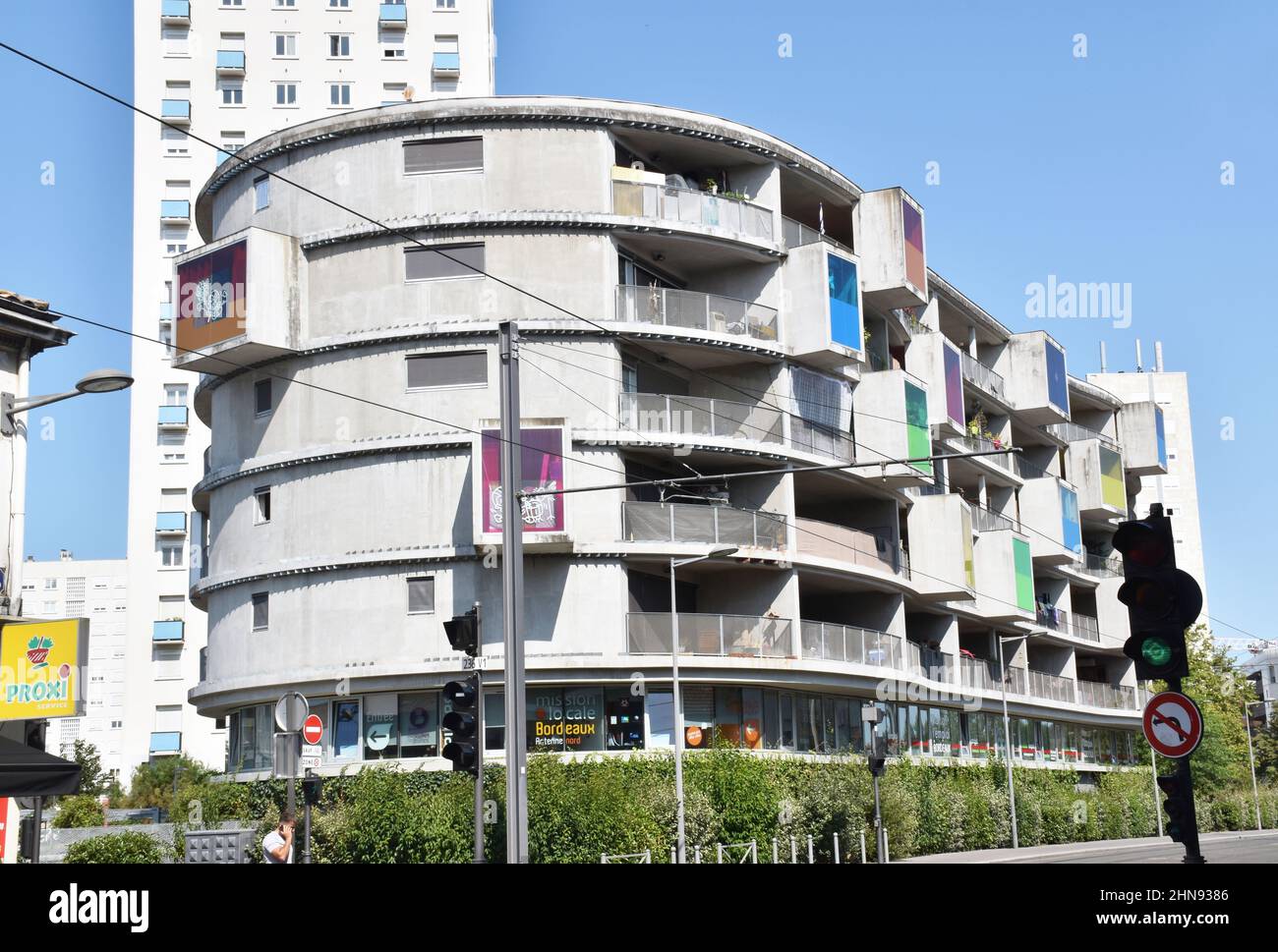 The Arc en Ciel, the Rainbow building, so-called because its balconies were shielded by vertical multi-coloured glass panels, now removed. Stock Photo