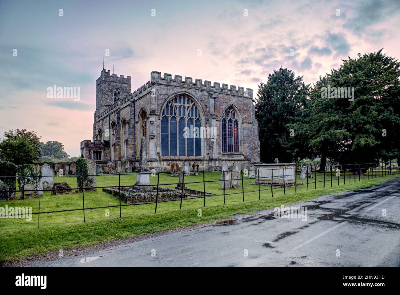 Sunset at St Lawrence Church, Willington, Bedfordshire, UK Stock Photo