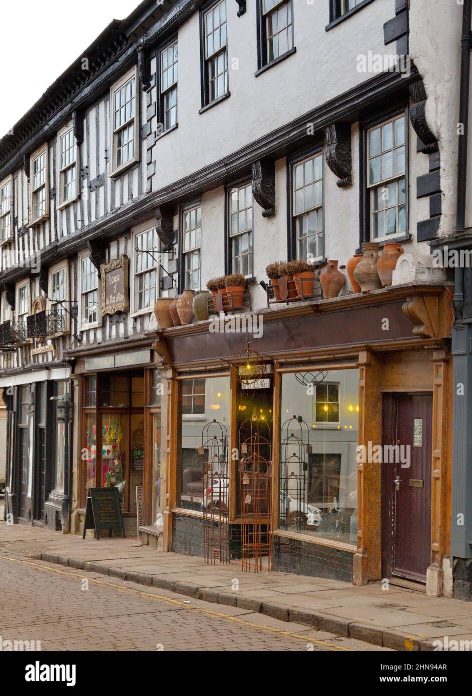 Man of Ross House shops, Ross on wye, Herefordshire Stock Photo