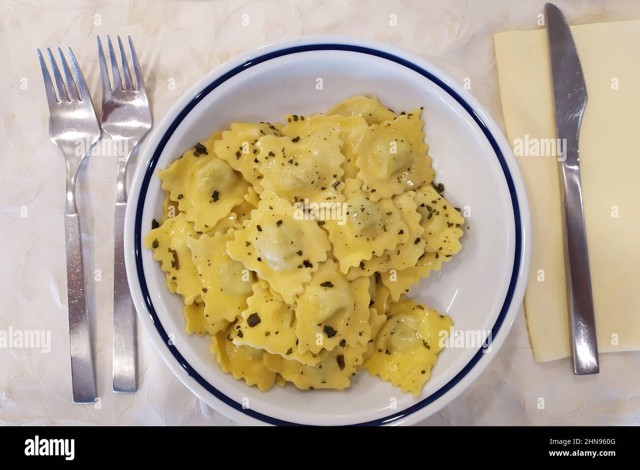 Food, First Course, Ravioli with butter and sage Stock Photo - Alamy