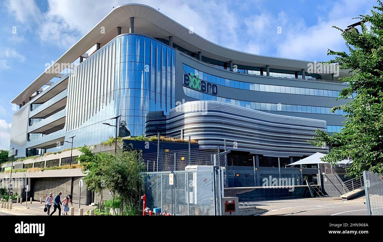 Johannesburg, South Africa, 9th December - 2021: Head office of large minerals company with glass facade. Stock Photo