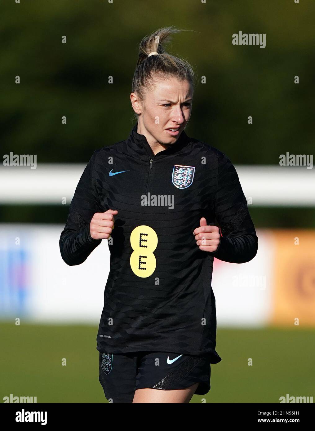 England's Leah Williamson during the training session at Rockliffe Park ...