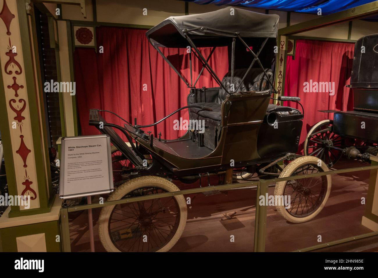 A White Stanhope Steam Car (c.1901) made by White Sewing Machine Co., Streetlife Museum, Kingston Upon Hull, East Riding of Yorkshire, UK. Stock Photo