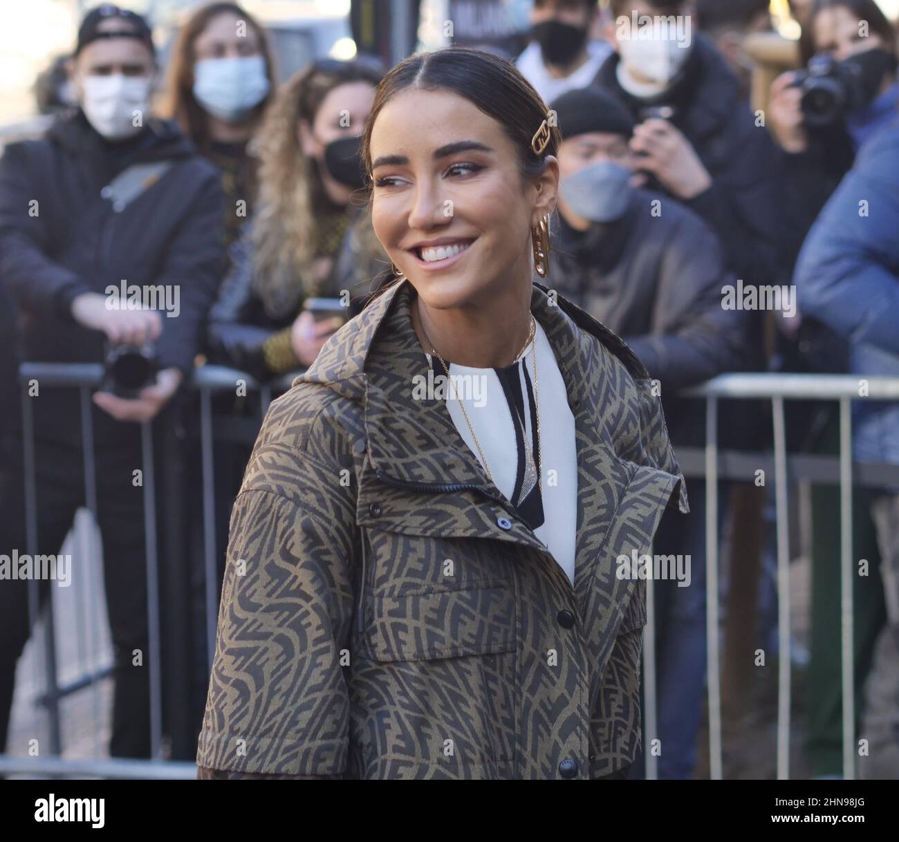 Tamara Kalinic posing for photographers after Fendi fashion show during