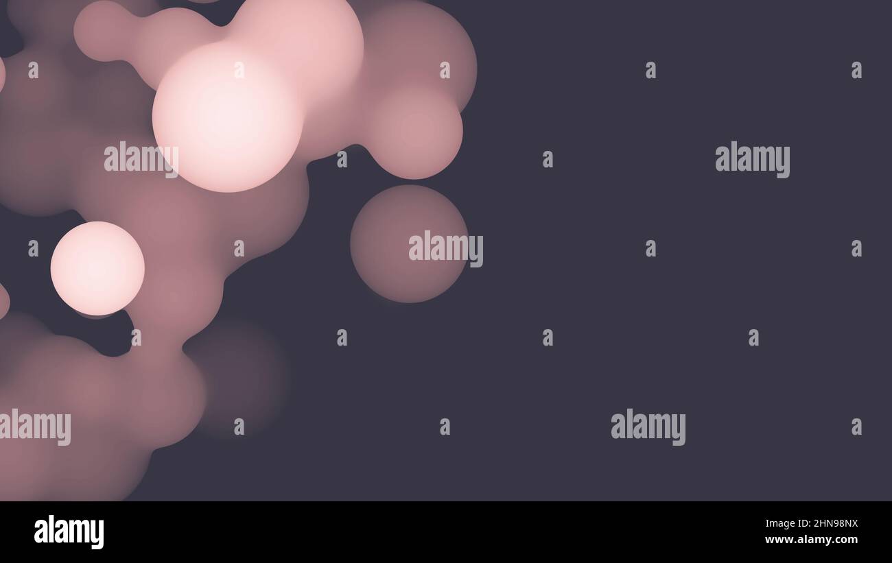 Abstract 3d fluid metaball shape with pink balls. Synthwave liquid ...