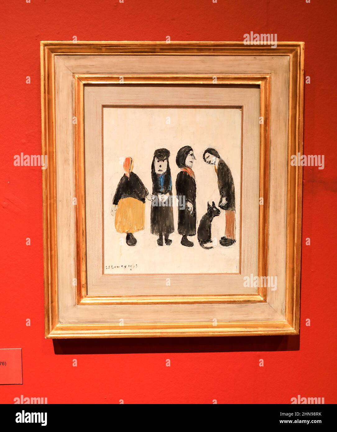 A picture called 'People Talking' by L. S. Lowry at the Potteries Museum and Art Gallery, Hanley, Stoke-on-Trent, Staffs, England, UK Stock Photo