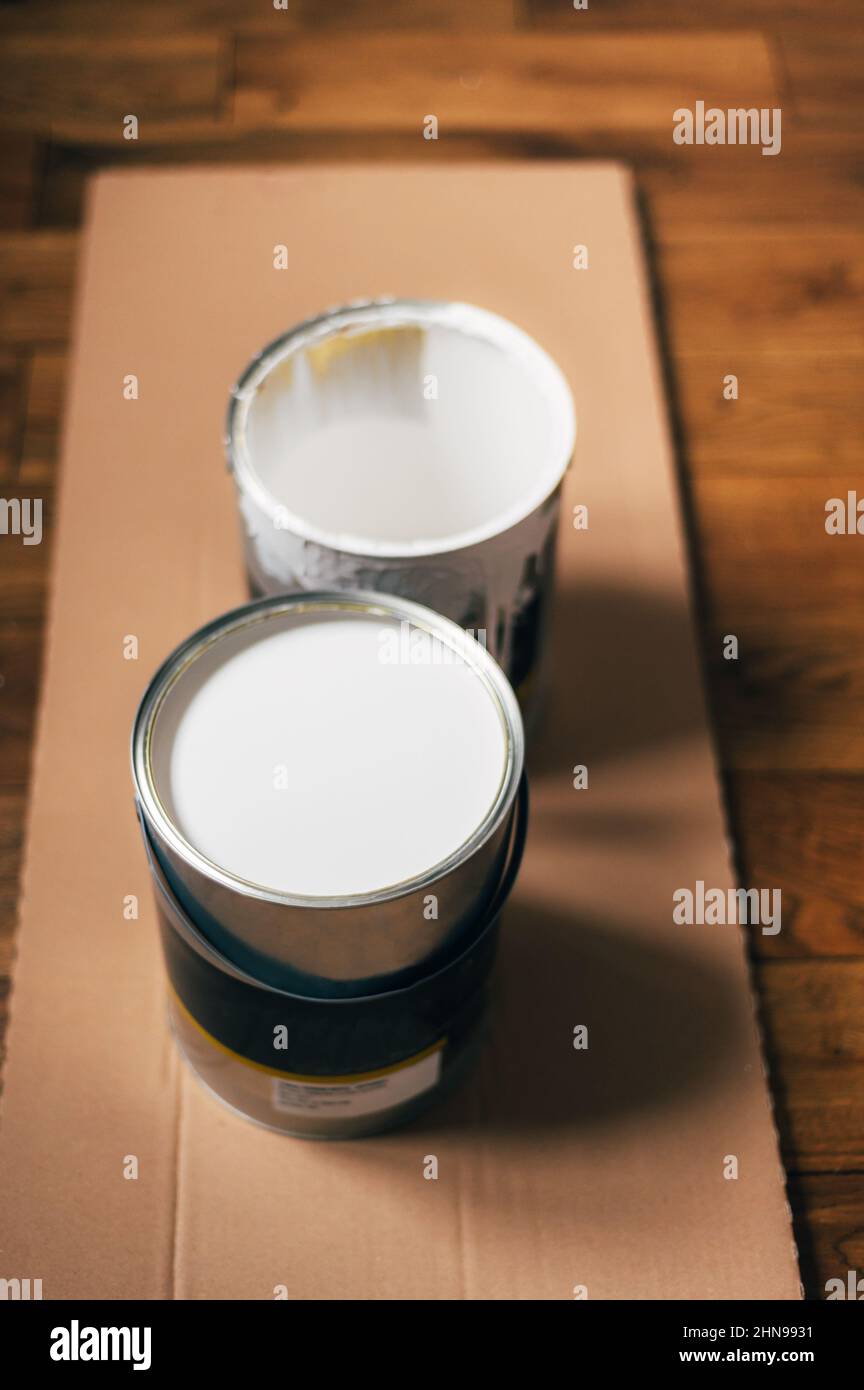 Wall paint cans Stock Photo Alamy