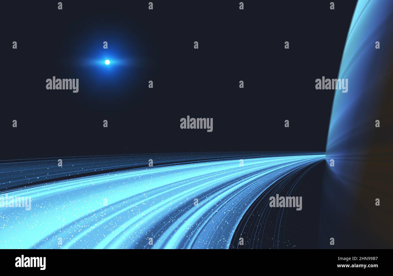Science fiction vector illustration of a giant ring with the sun