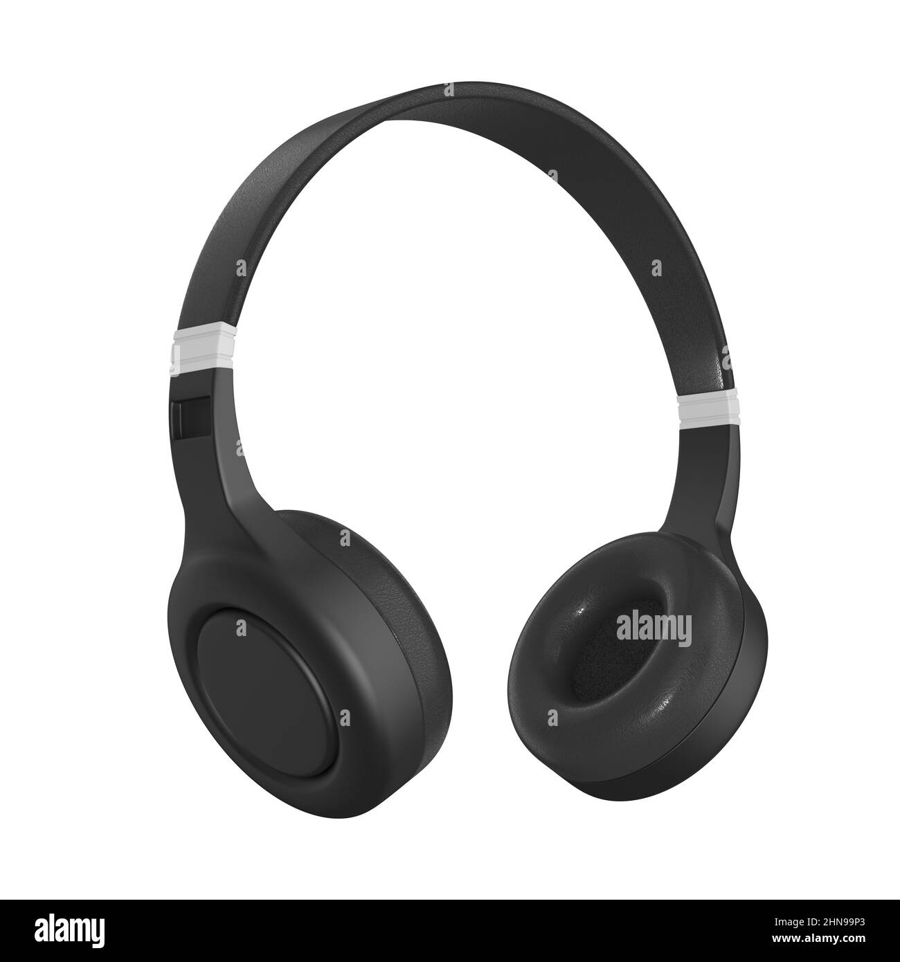black headphone on white background. Isolated 3D illustration Stock Photo