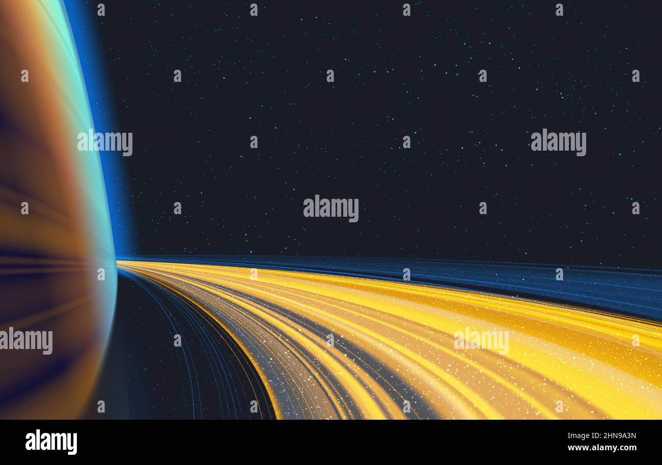 Science fiction vector illustration of a giant ring with stars