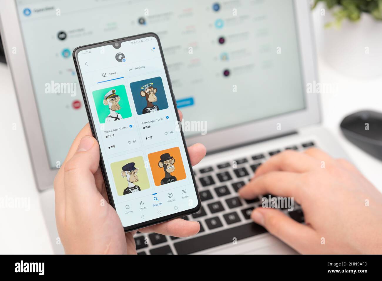 Wroclaw, Poland - FEB 10, 2022: Opensea NFT non-fungible token marketplace.  Investing cryptocurrencies in digital collections Stock Photo - Alamy