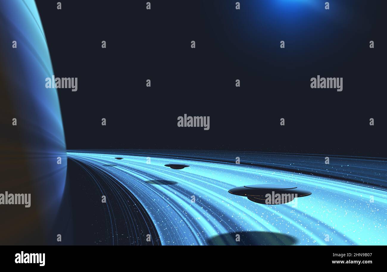 Science fiction vector illustration of a giant ring with