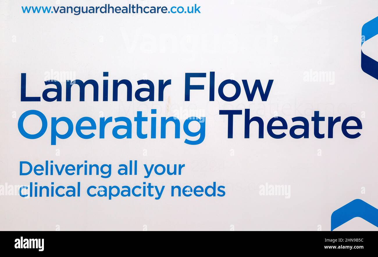 Laminar Flow Operating Theatre temporary NHS building. Vanguard Health