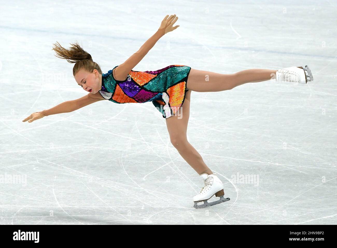 Estonia's Eva-Lotta Kiibus during the Women Single Skating - Free Skating on day eleven of the Beijing 2022 Winter Olympic Games at the Capital Indoor Stadium, Beijing. Picture date: Tuesday February 15, 2022. Stock Photo