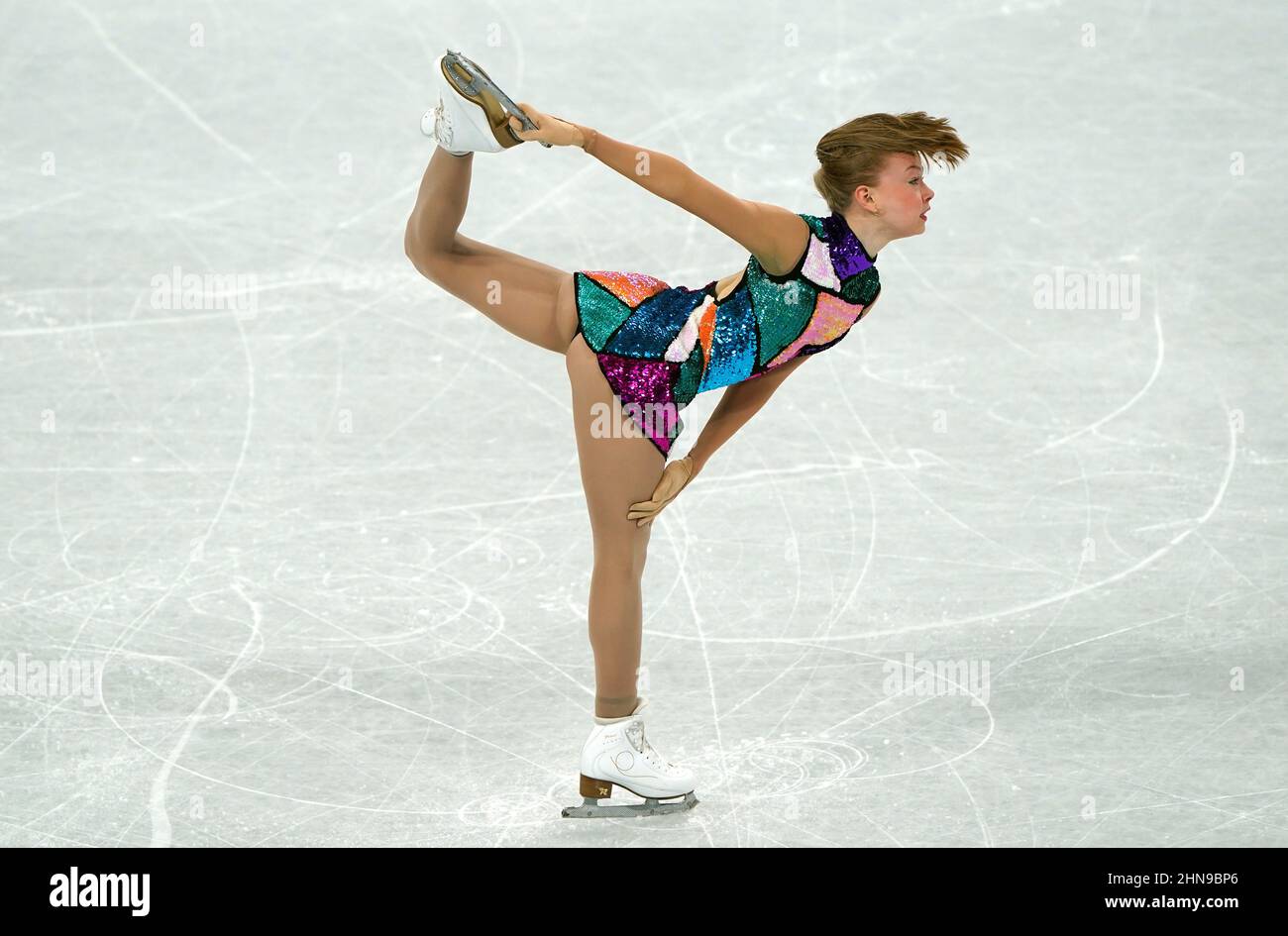 Estonia's Eva-Lotta Kiibus during the Women Single Skating - Free Skating on day eleven of the Beijing 2022 Winter Olympic Games at the Capital Indoor Stadium, Beijing. Picture date: Tuesday February 15, 2022. Stock Photo