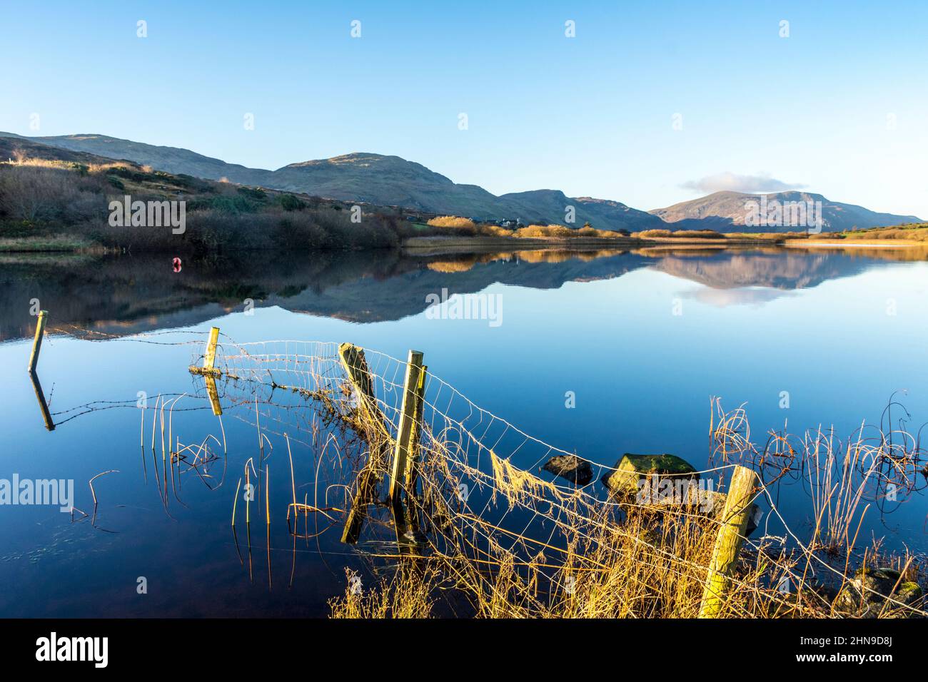 Lake Shanaghan, Loughros Point, Ardara, County Donegal, Ireland on a still morning. Stock Photo