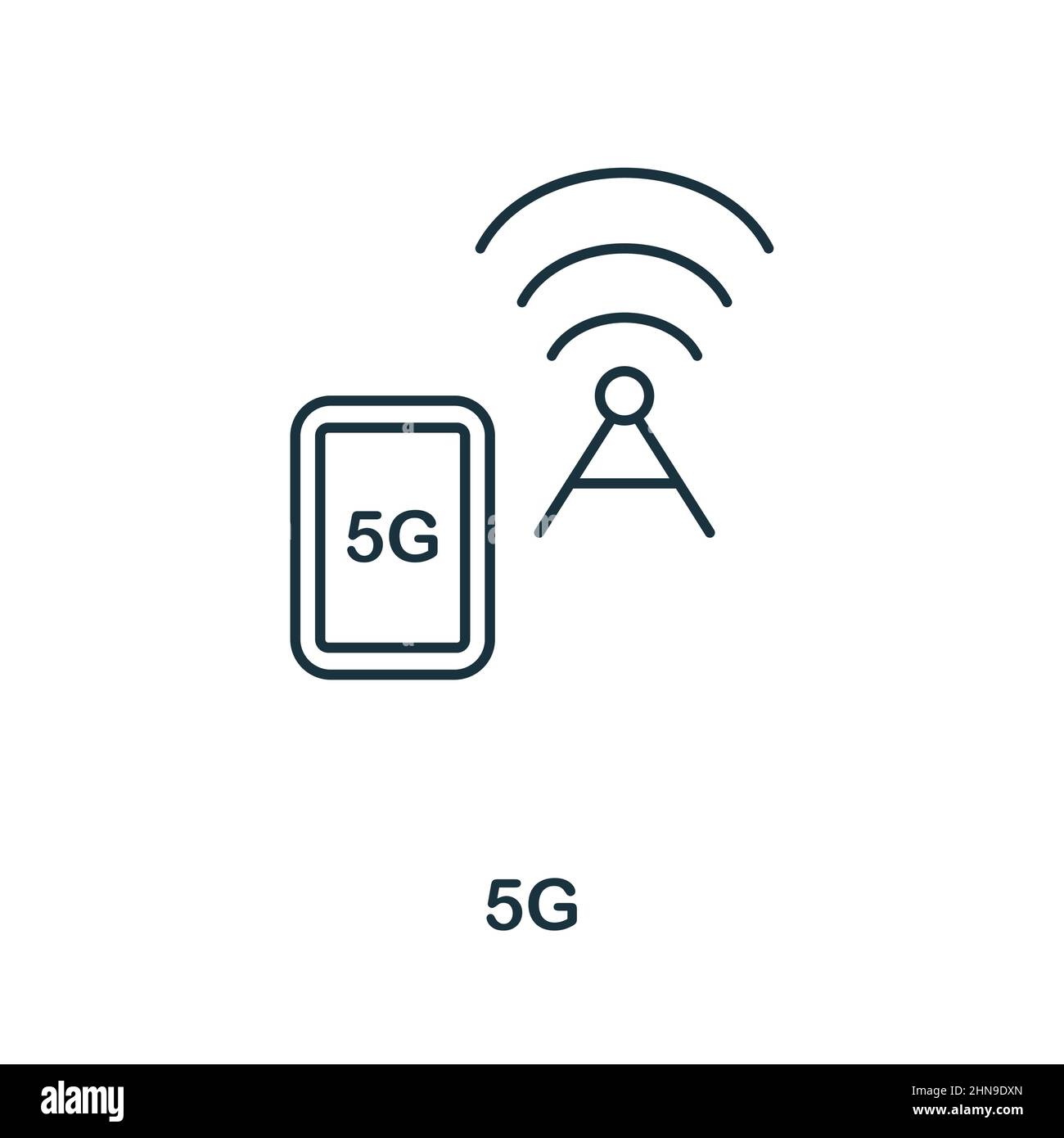 5G icon. Line element from technology collection. Linear 5G icon sign ...
