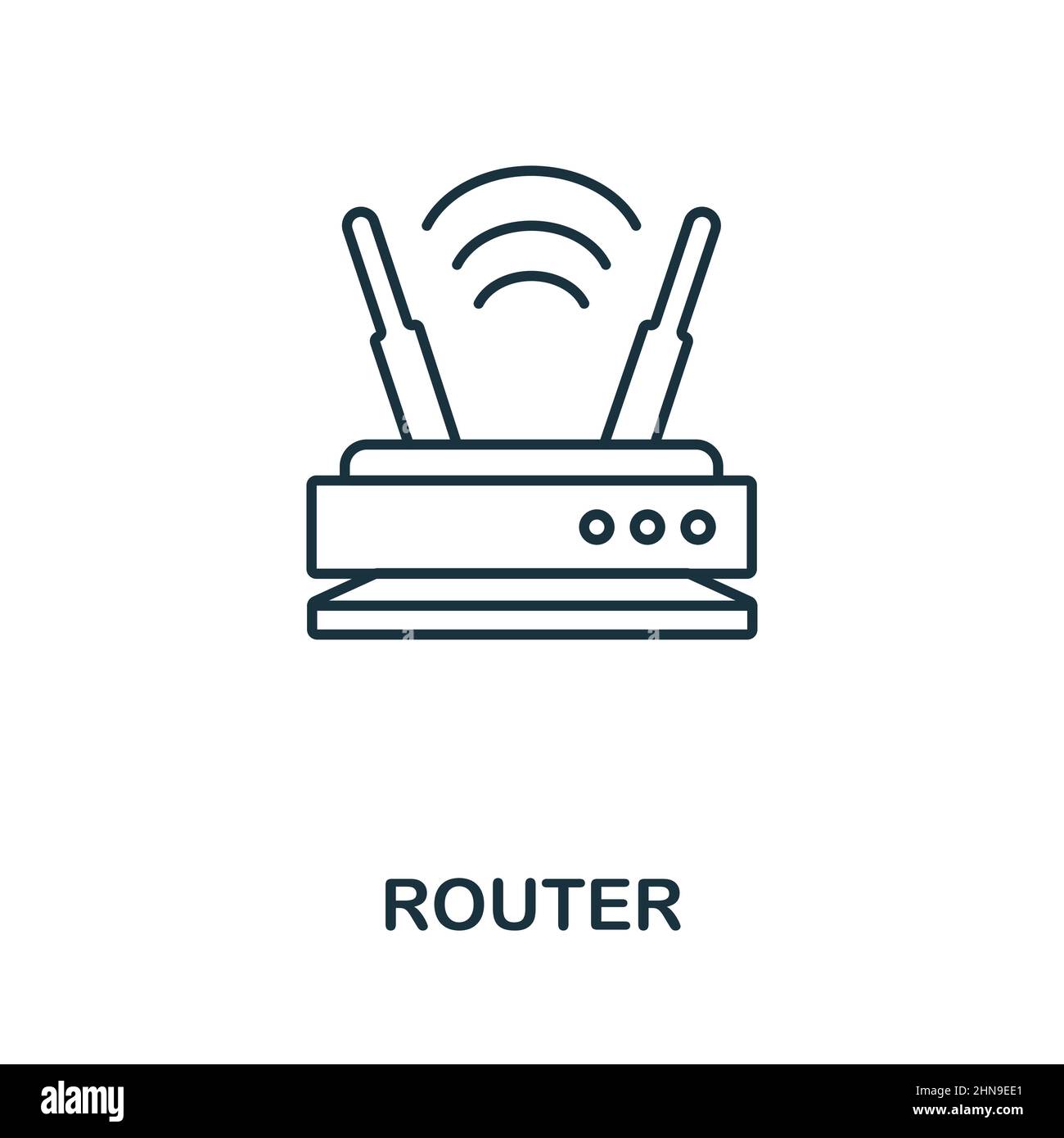 Router icon. Line element from technology collection. Linear Router icon sign for web design, infographics and more. Stock Vector