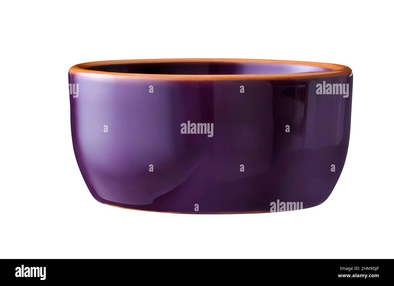 purple enamel ceramic baking bowl isolated on white Stock Photo Alamy