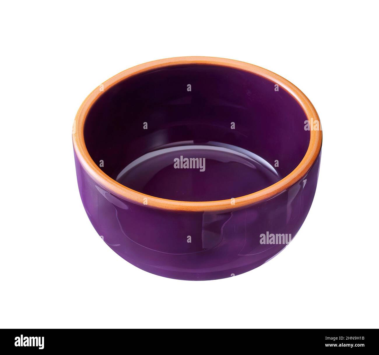 purple enamel ceramic baking bowl isolated on white Stock Photo Alamy
