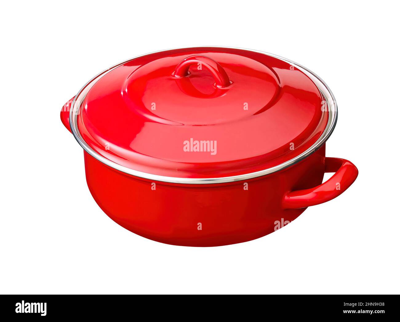 red cast iron enamel frying pan. Dutch oven, isolated on white Stock Photo Alamy