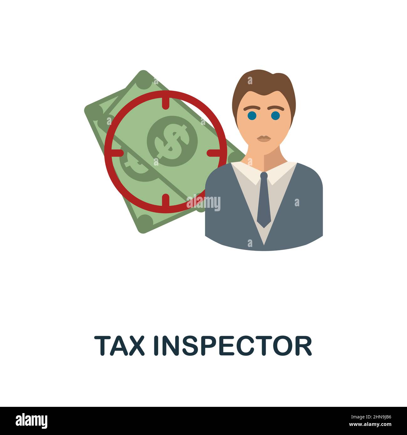 Tax Inspector flat icon. Colored element sign from bussines profession collection. Flat Tax Inspector icon sign for web design, infographics and more. Stock Vector