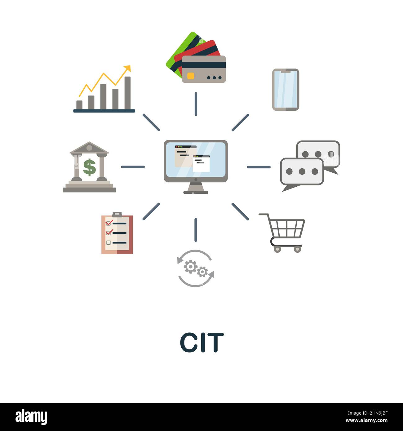 Cit flat icon. Colored element sign from bussines profession collection. Flat Cit icon sign for web design, infographics and more. Stock Vector