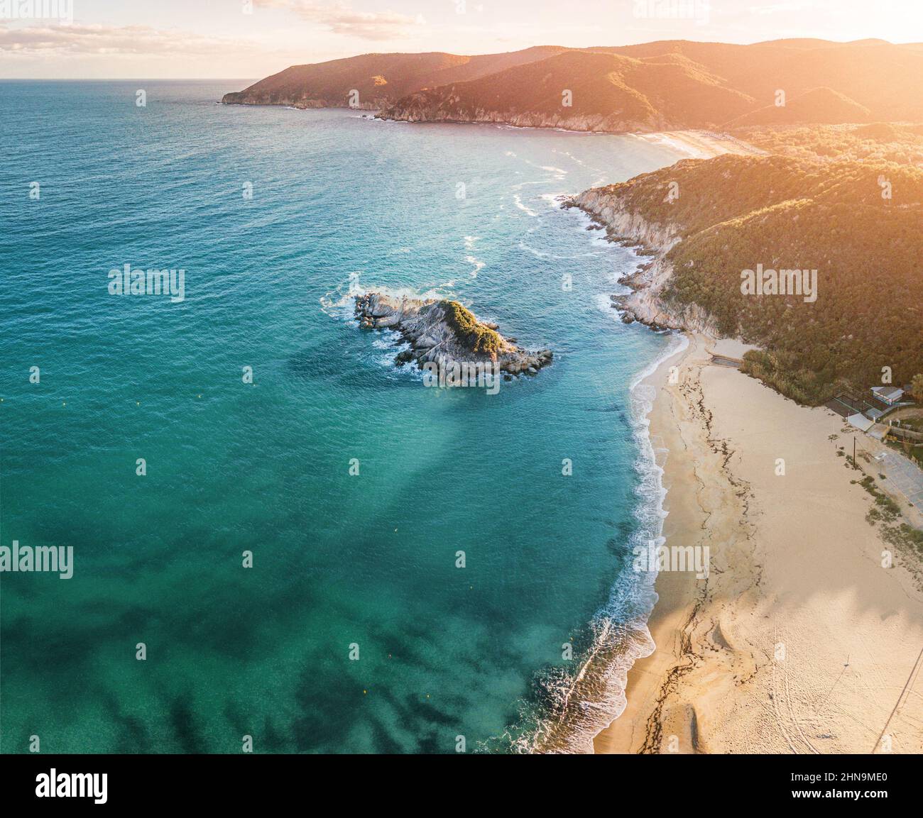 Scenic aerial view of one of the most iconic and popular beaches in the ...