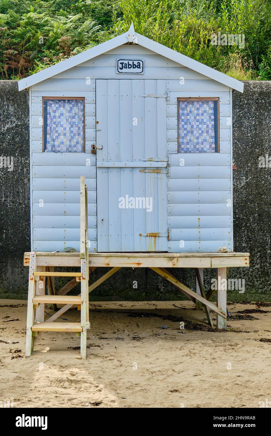 Colourful Beach Hut at Porth Nefyn, Wales Stock Photo