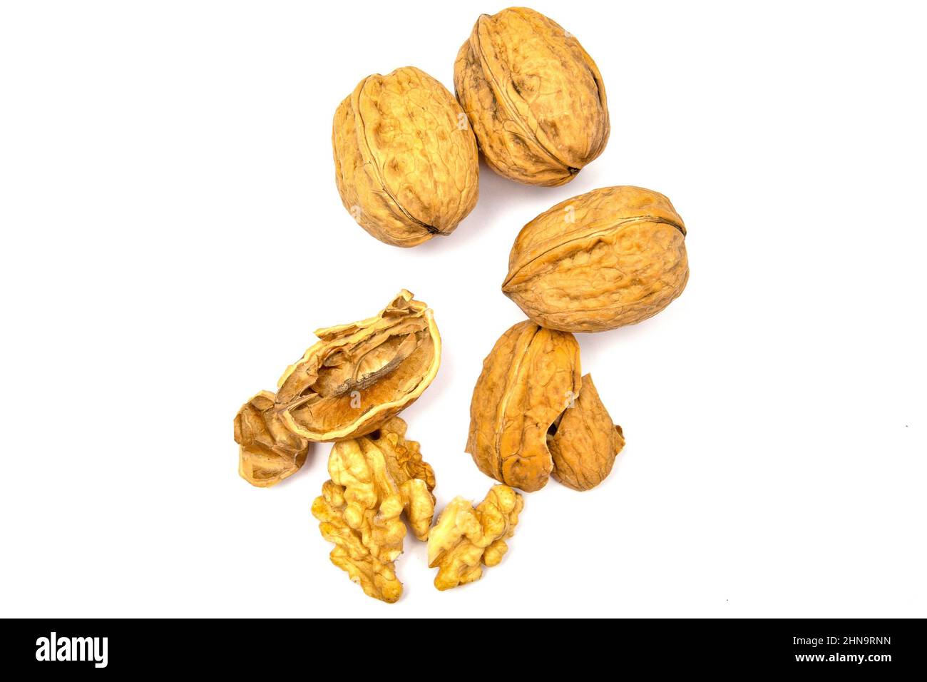 fresh cracked walnut isolated on white background Stock Photo