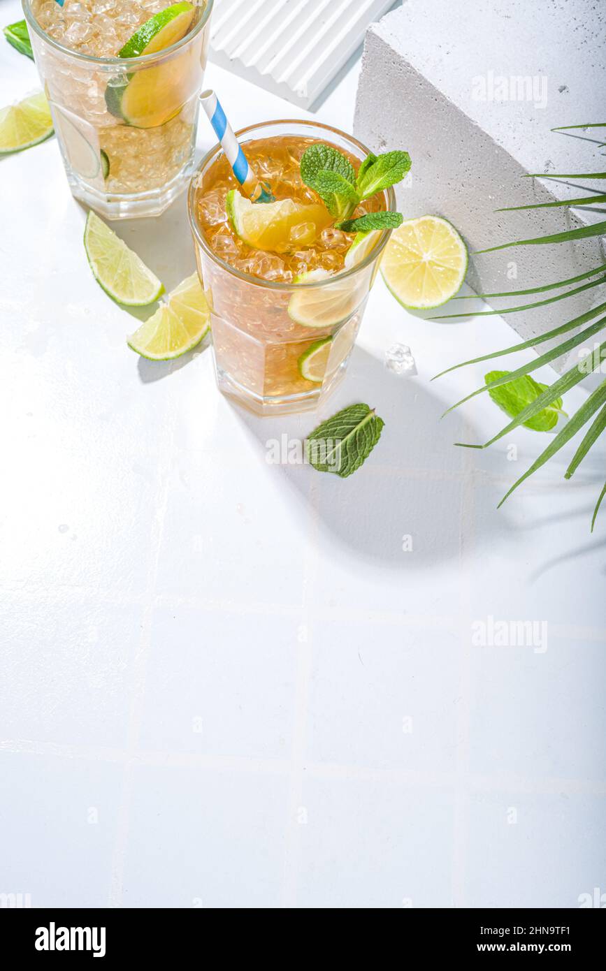 Cuba Libre, long island iced tea cocktail with strong alcohol drink