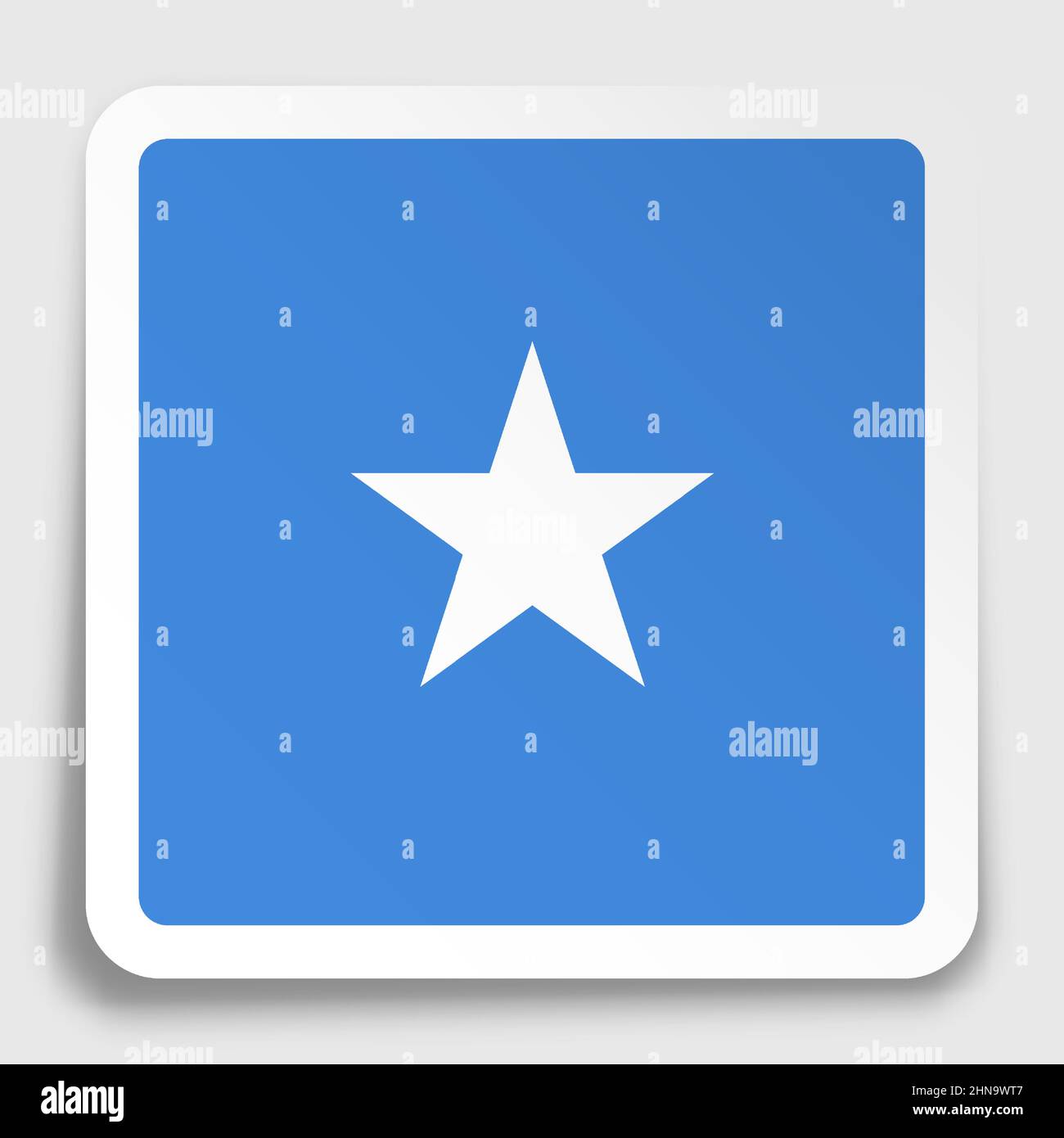 Somalia flag icon on paper square sticker with shadow. Button for mobile application or web. Vector Stock Vector