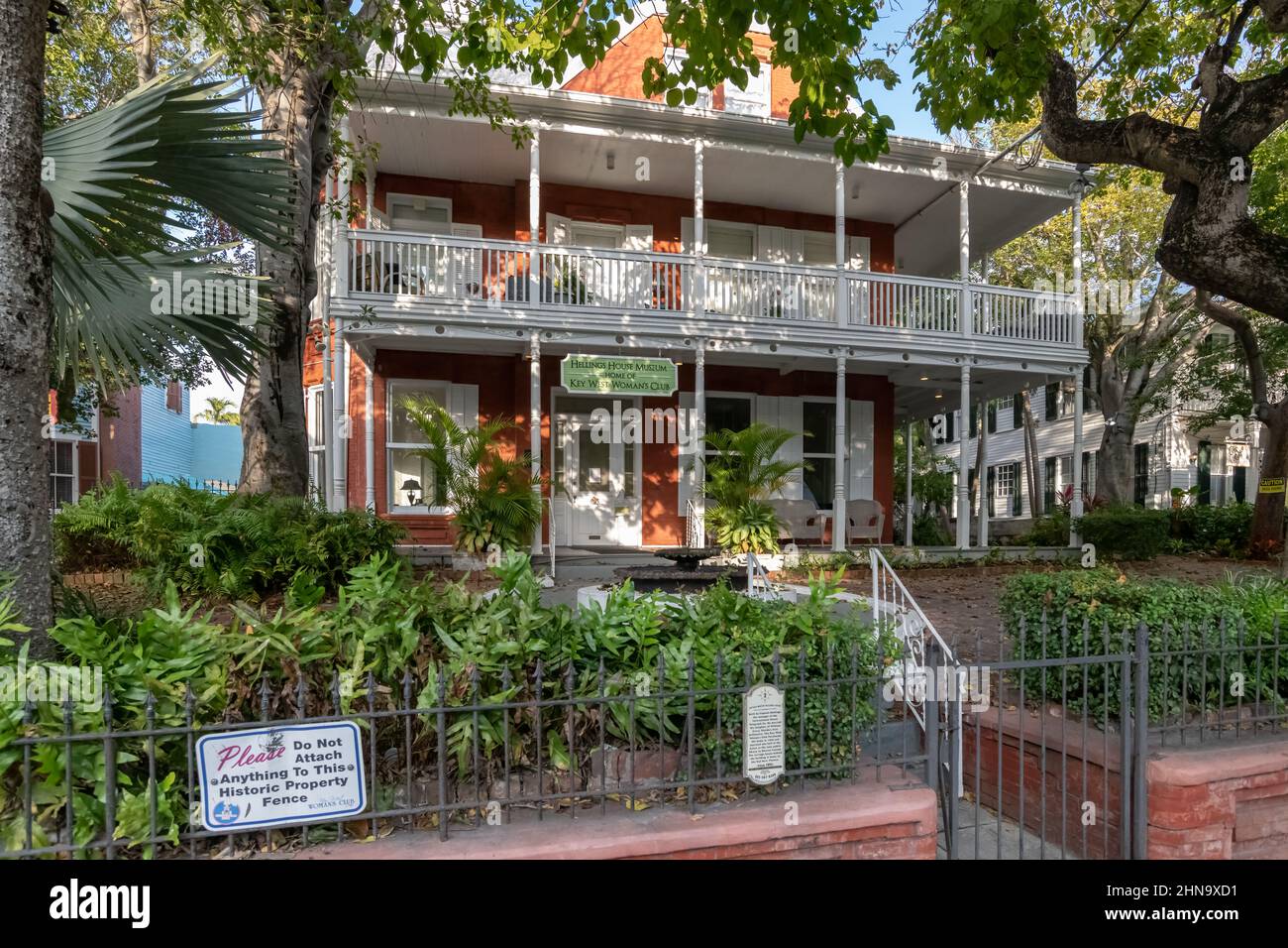 Building exterior of the Hellings House Museum and Key West Woman's Club in Key West, Florida, USA. Stock Photo