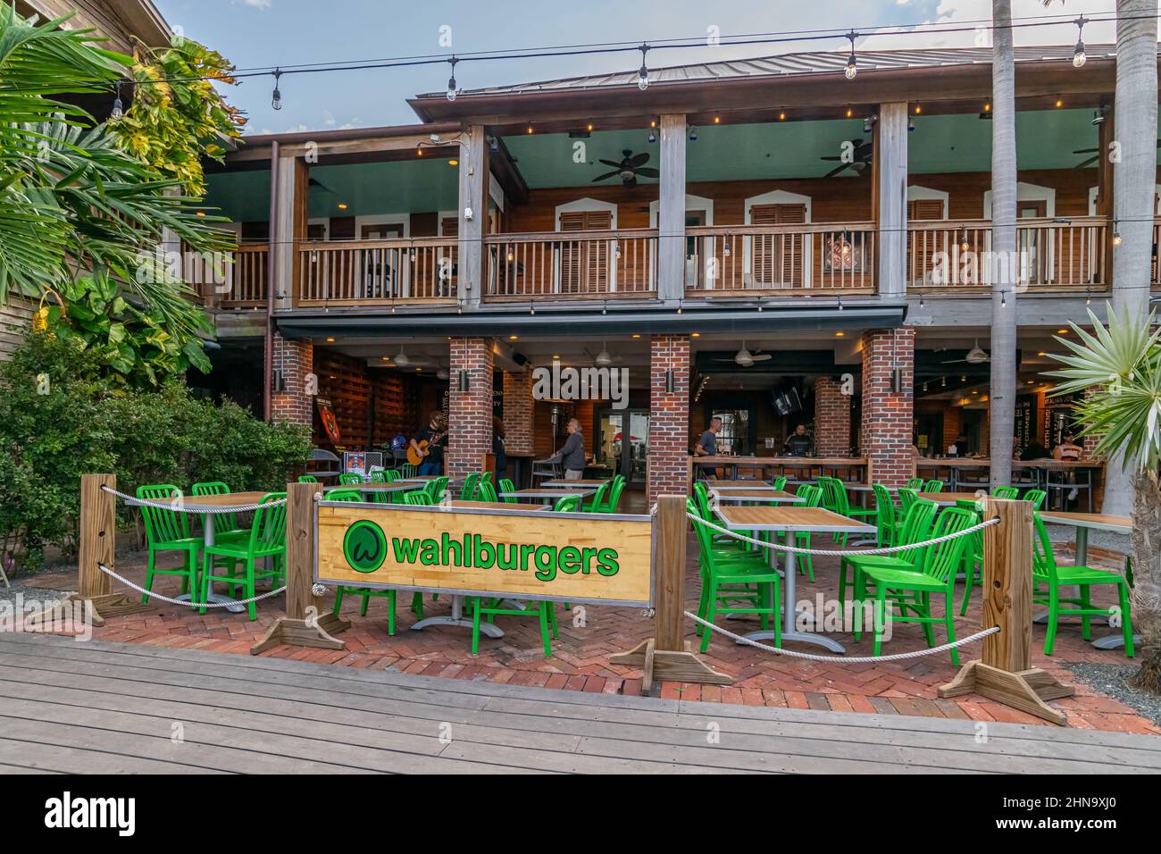 Exterior of the Wahlburgers restaurant in Key West,  Florida, USA. Stock Photo