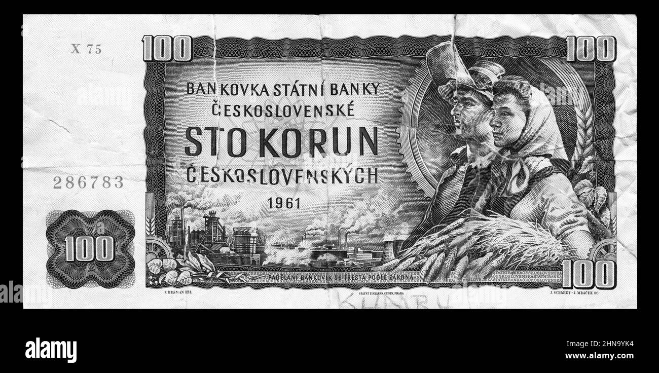 Photo banknote Czechoslovakia,100 CZK , Stock Photo