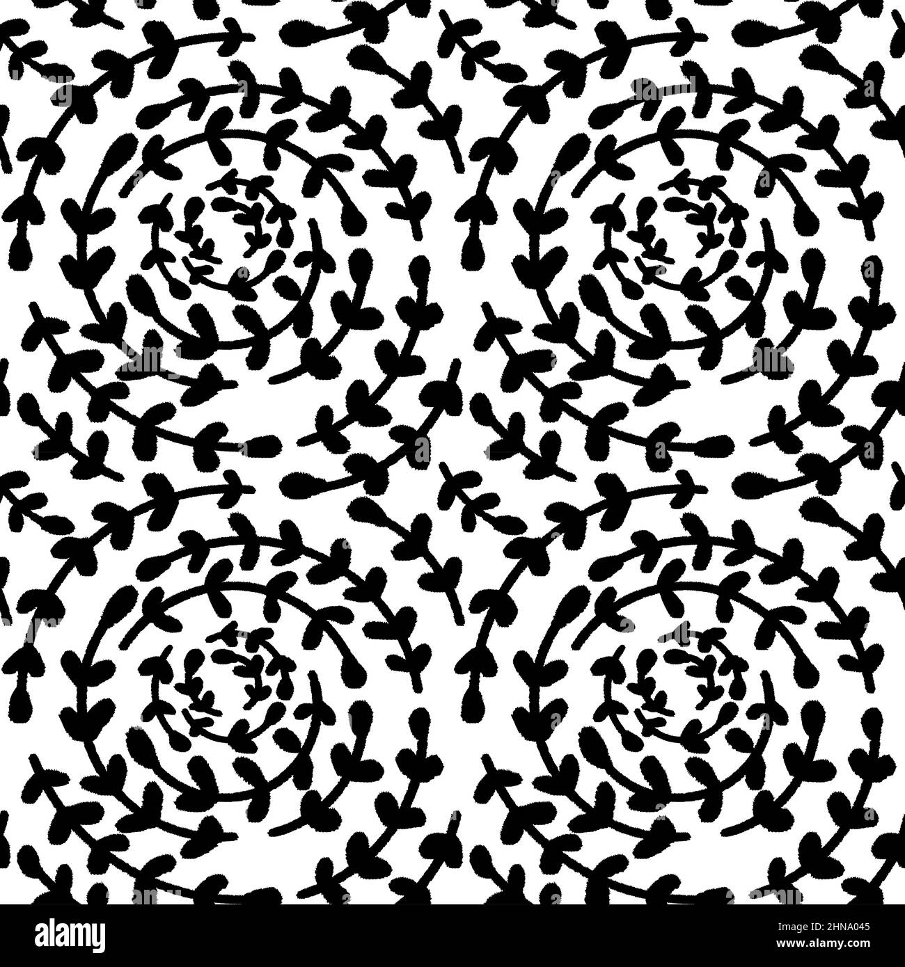 hand drawn branches with leaves seamless pattern of abstract botanical ...