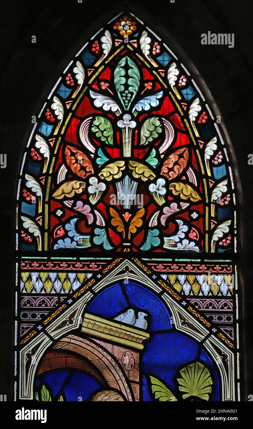 Stained glass window by Frederick Preedy, depicting Coprporal Acts of