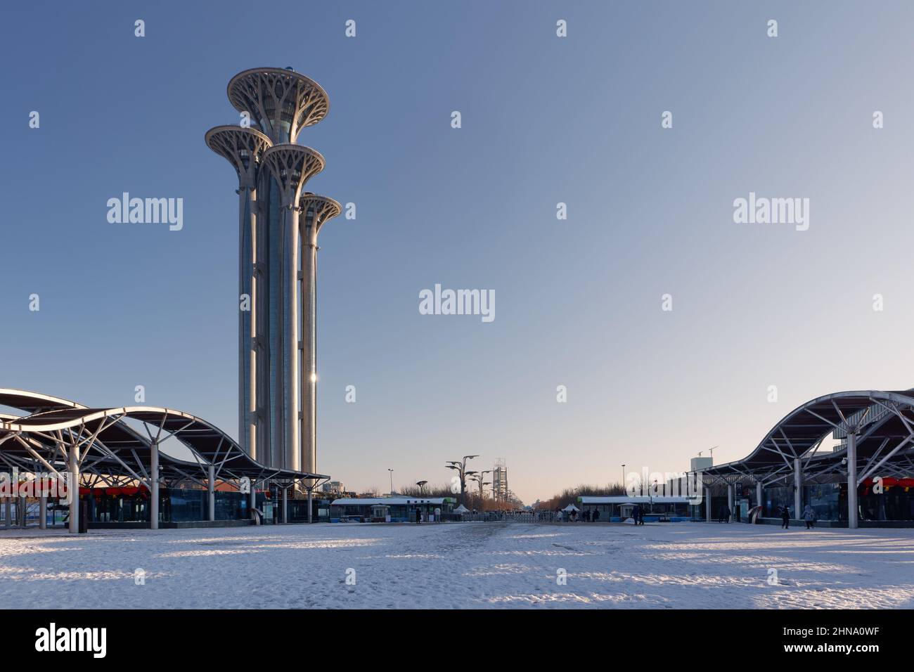 Beijing Olympic Tower at Olympic Park during 2022 Beijing Winter Olympics in Beijing China on Feb.14,2022 Stock Photo